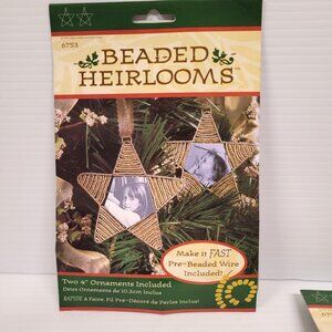 Beaded Heirlooms Lot 11 Two 4'' Star Shape Frame Ornament 1997 Wire Beads 6753